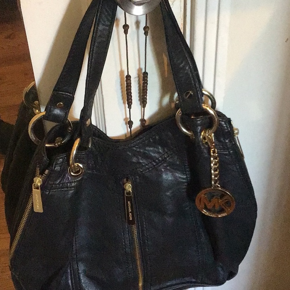 Black Leather Handbag.  Michaelel Kors